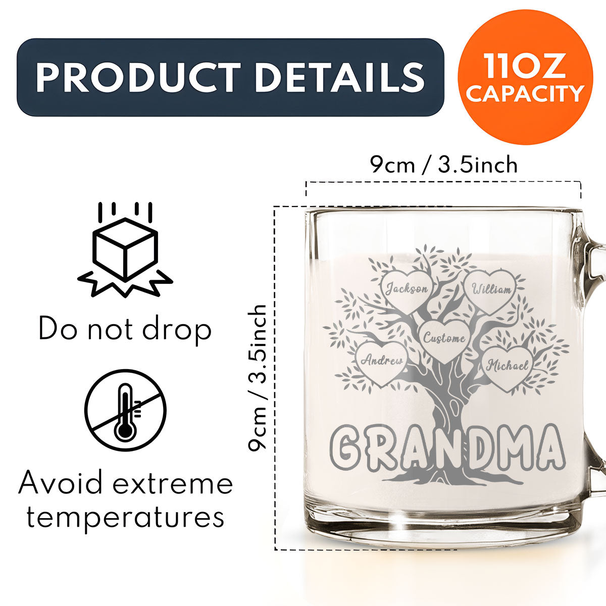 Blessed To Be Called Grandma - Personalized Custom Glass Mug