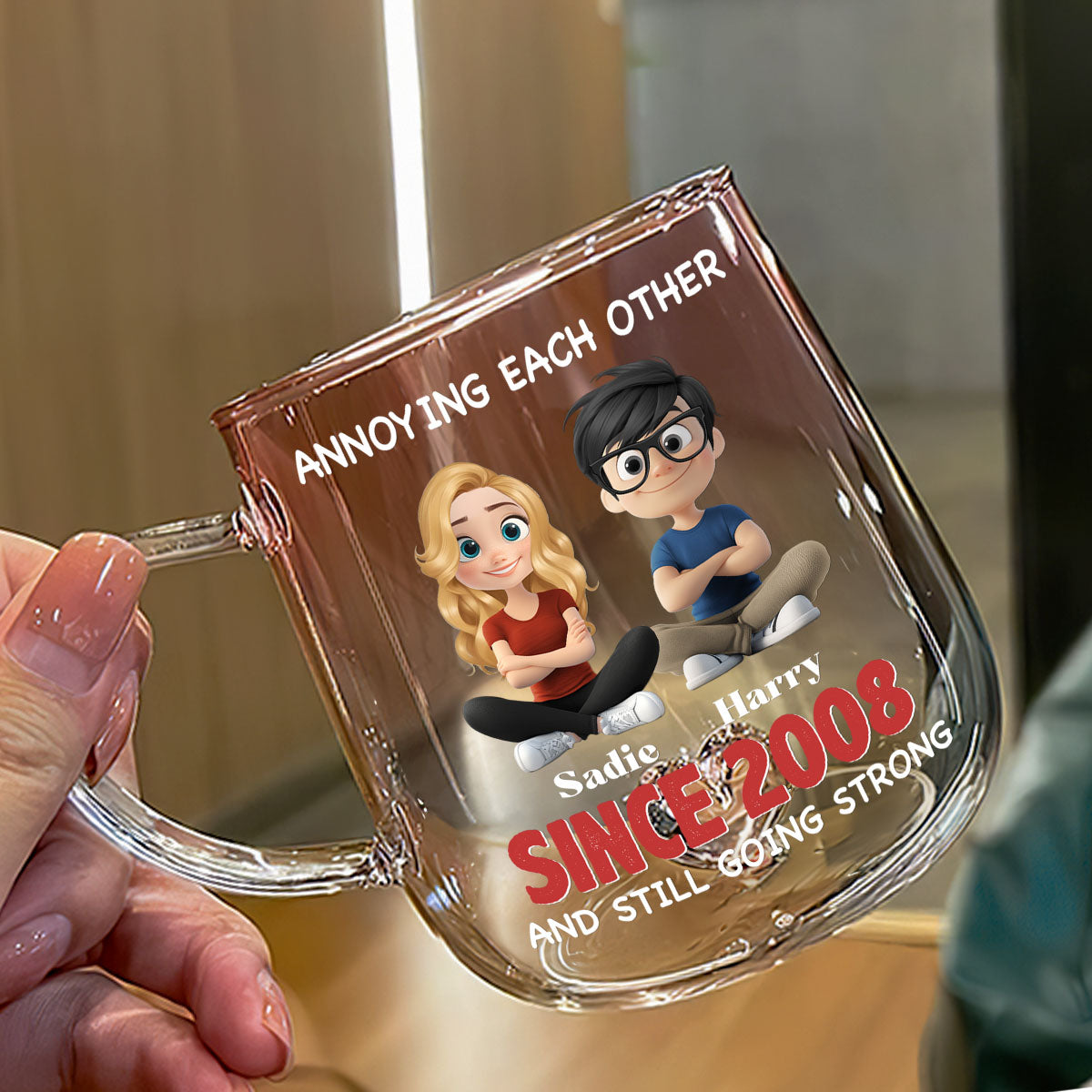 Together Forever - Personalized Custom Pink Gradient Glass Mug