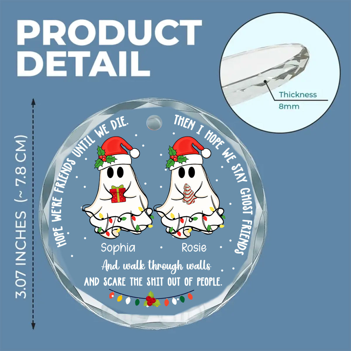 Ghost Friends - Personalized Custom Glass Ornament
