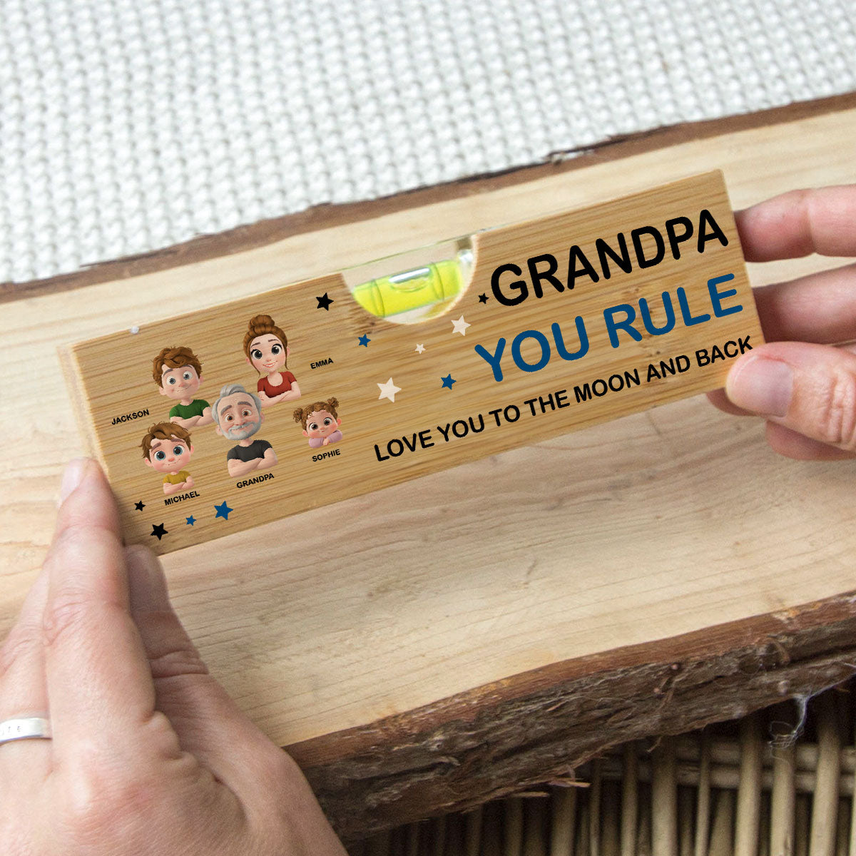 Dad You Rule - Personalized Custom Wooden Spirit Level Bottle Opener