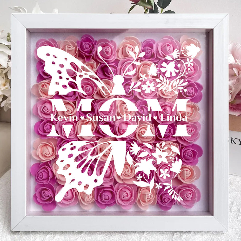 Mom Means Everything - Personalized Custom Flower Shadow Box