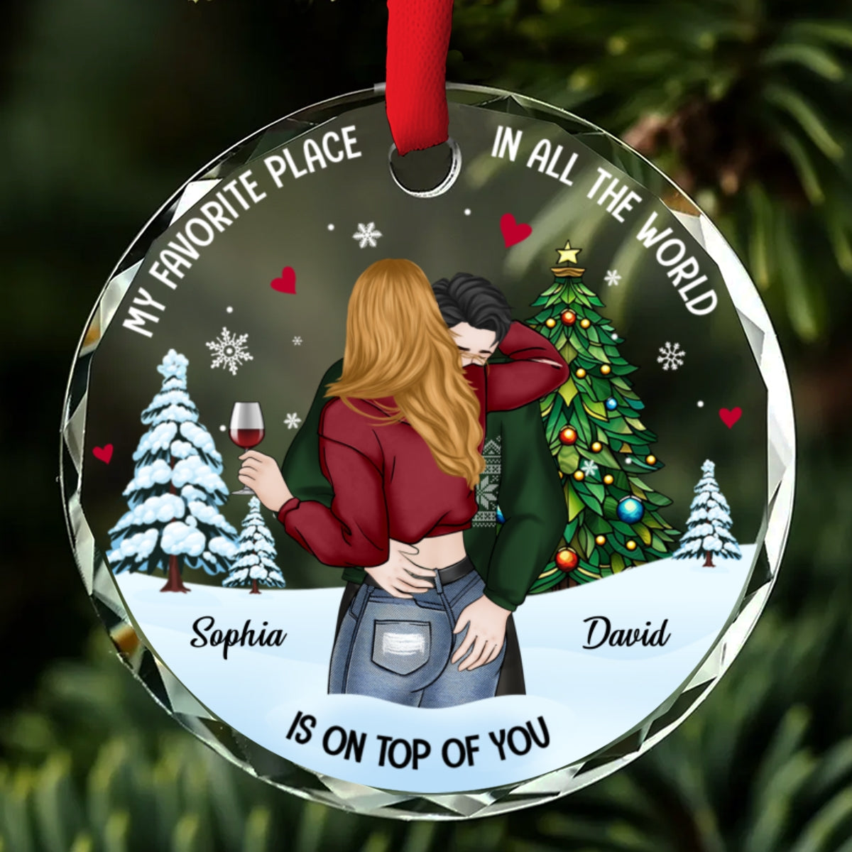 My Favorite Place - Personalized Custom Glass Ornament