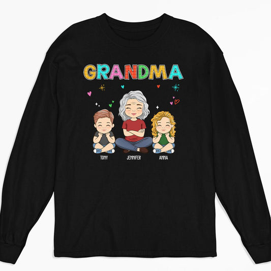 Grandma Colorful  - Personalized Custom Long Sleeve T-shirt
