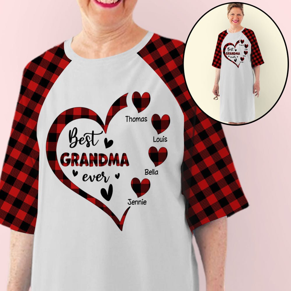 Grandma Heart With Kids Names - Personalized Custom 3/4 Sleeve Dress
