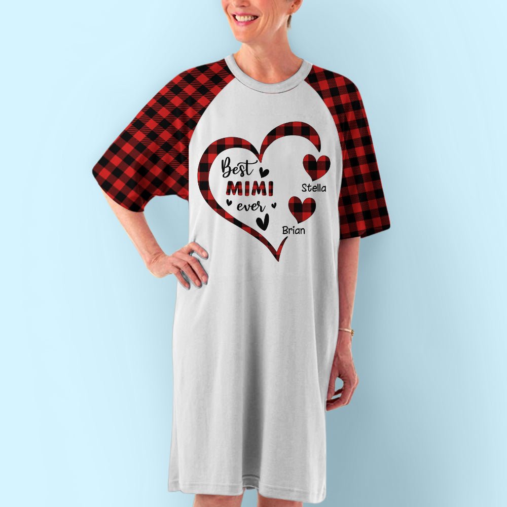 Grandma Heart With Kids Names - Personalized Custom 3/4 Sleeve Dress