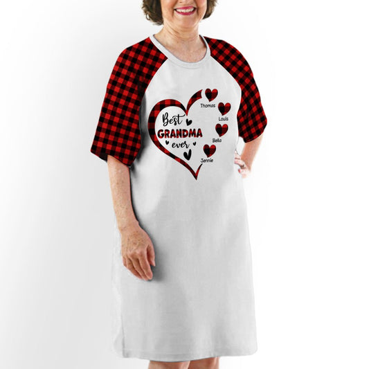 Grandma Heart With Kids Names - Personalized Custom 3/4 Sleeve Dress