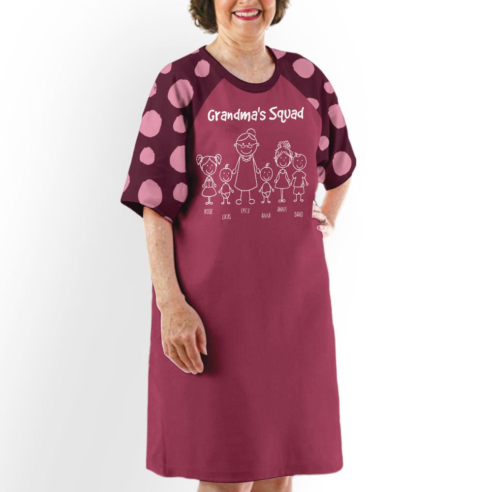 Grandma's Squad - Personalized Custom 3/4 Sleeve Dress