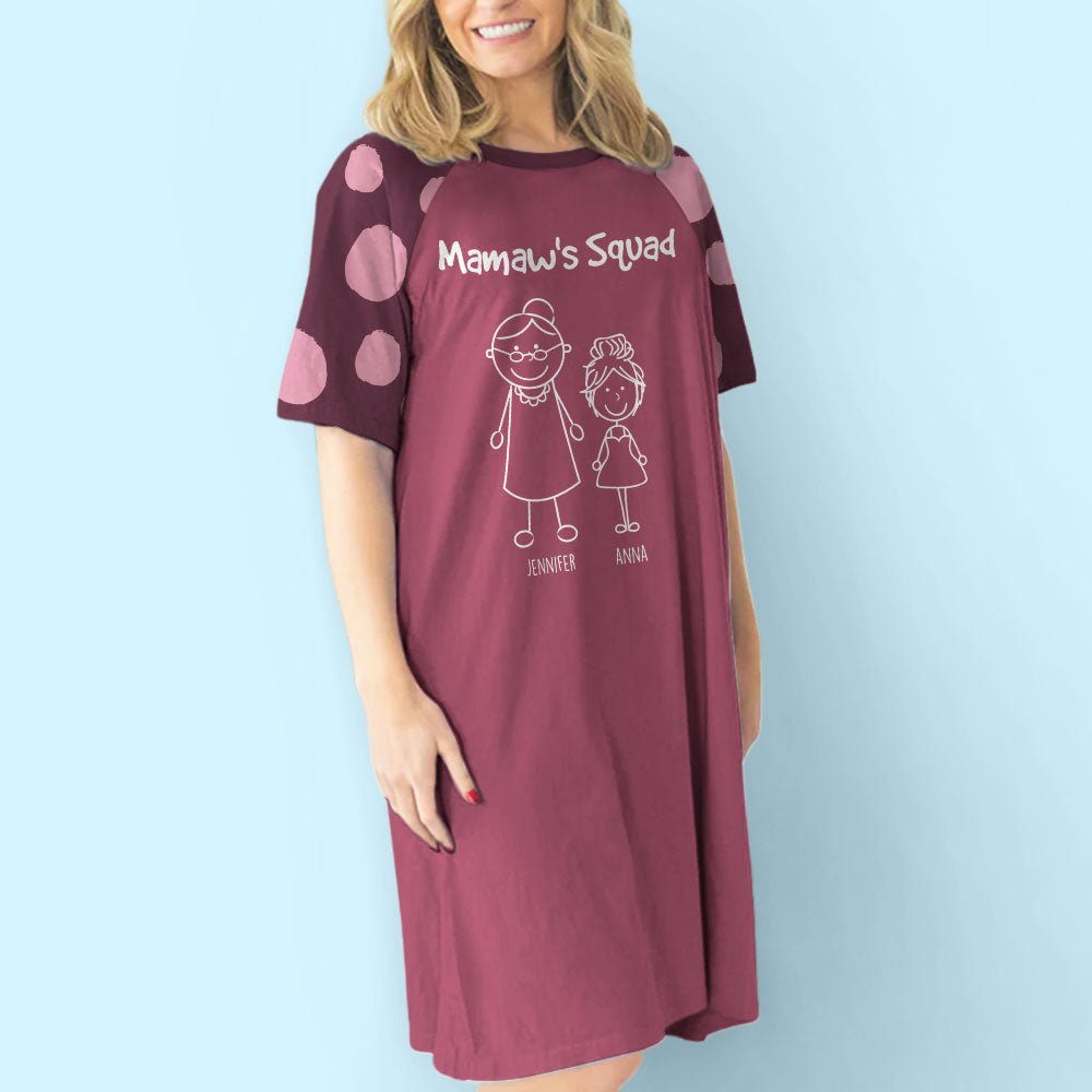 Grandma's Squad - Personalized Custom 3/4 Sleeve Dress
