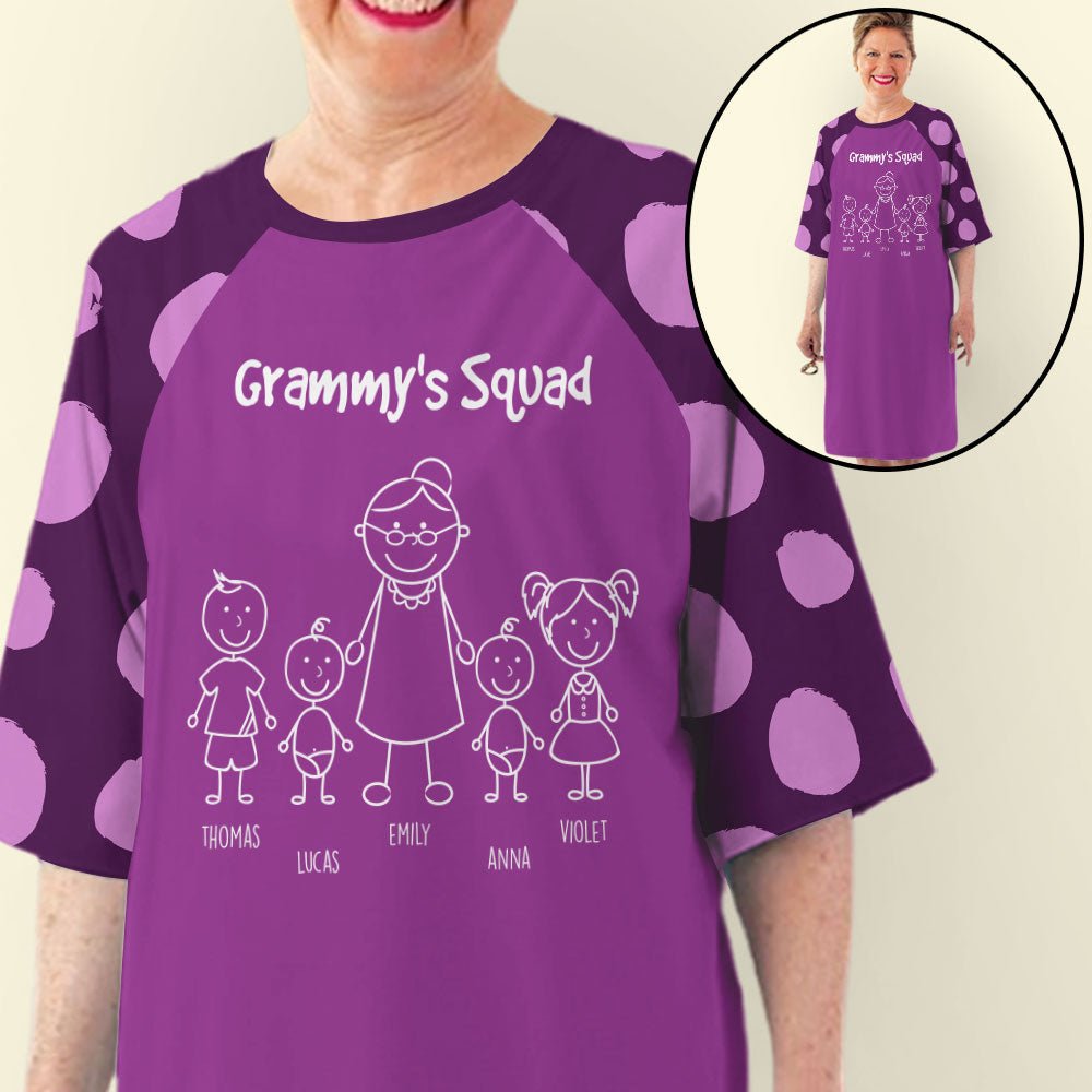 Grandma's Squad - Personalized Custom 3/4 Sleeve Dress