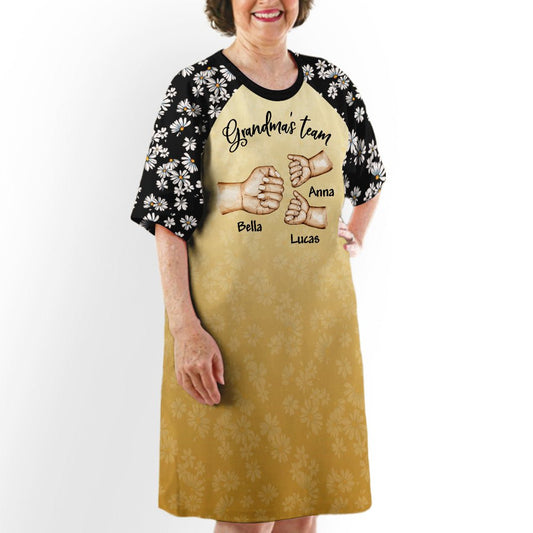 Grandma's Team - Personalized Custom 3/4 Sleeve Dress