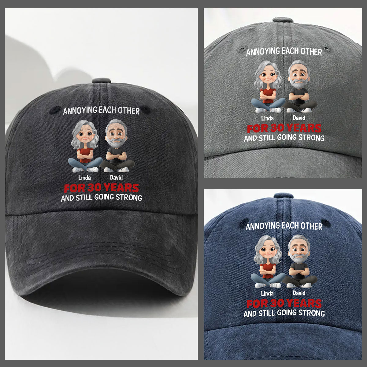 Annoying Each Other - Personalized Custom Vintage Washed Denim Cap