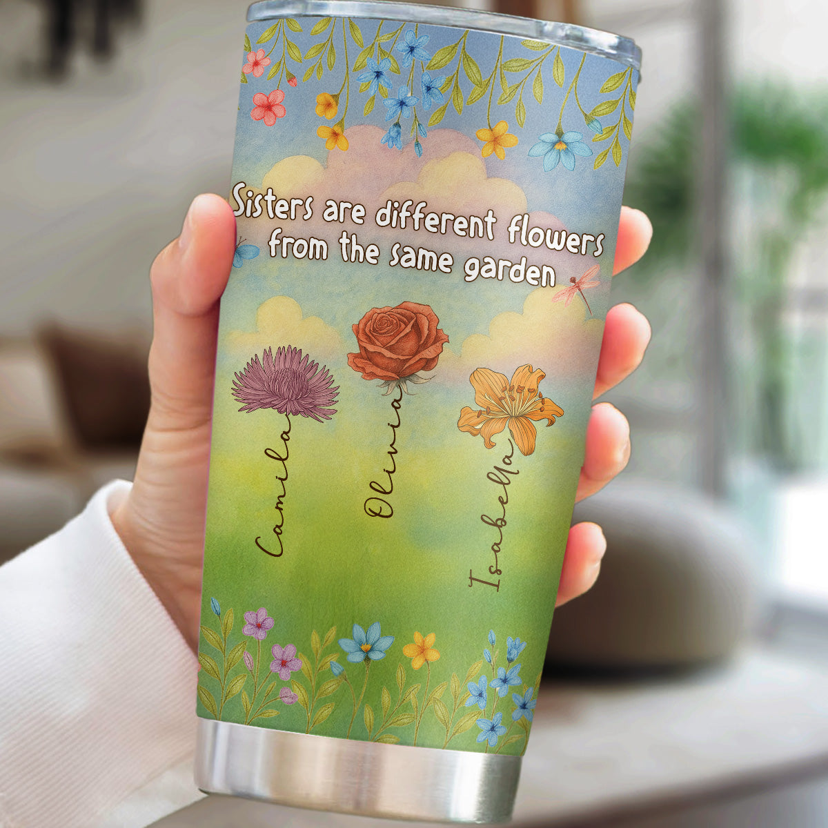 Sisters Grow Together In Beauty - Personalized Custom Tumbler