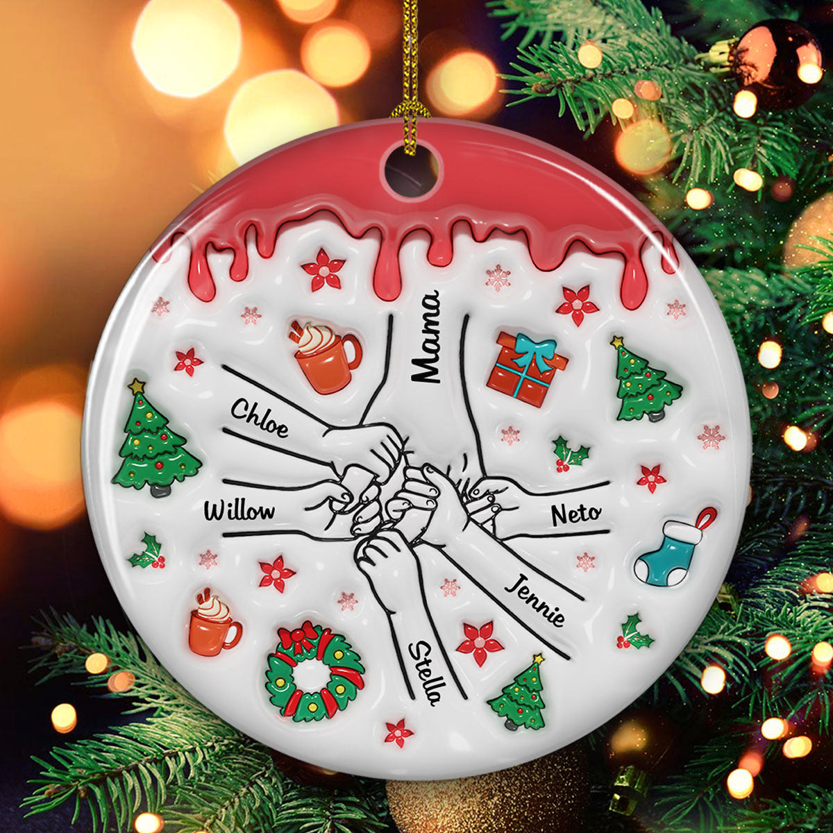 Our Hearts Are Your - Personalized Custom 3D Inflated Effect Ceramic Ornament