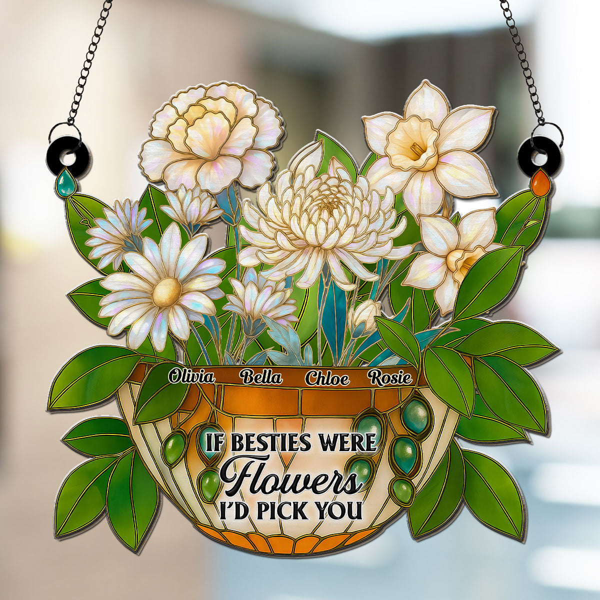 Besties Bloom Together - Personalized Custom Suncatcher