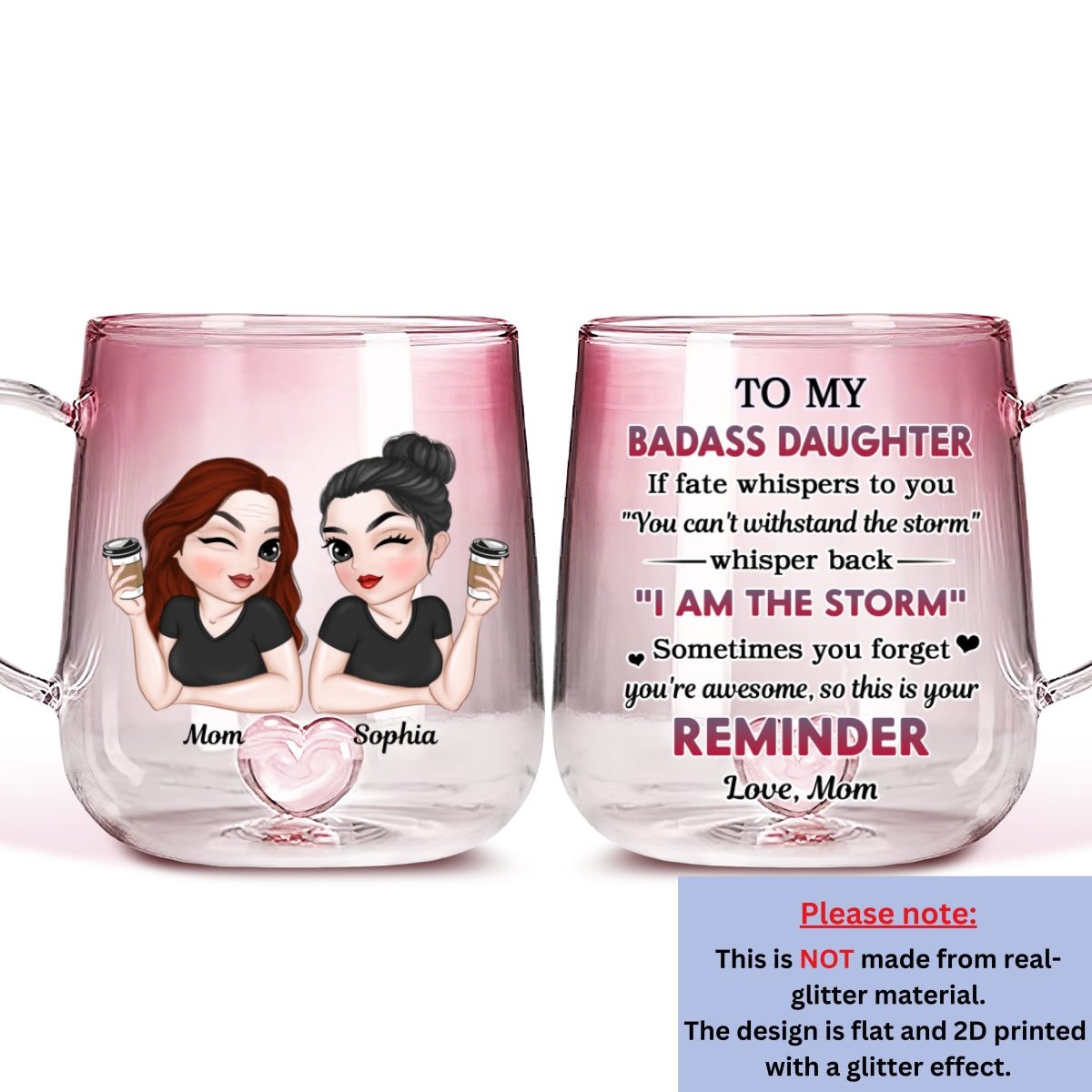 My Brave Granddaughter - Personalized Custom Pink Gradient Glass Mug