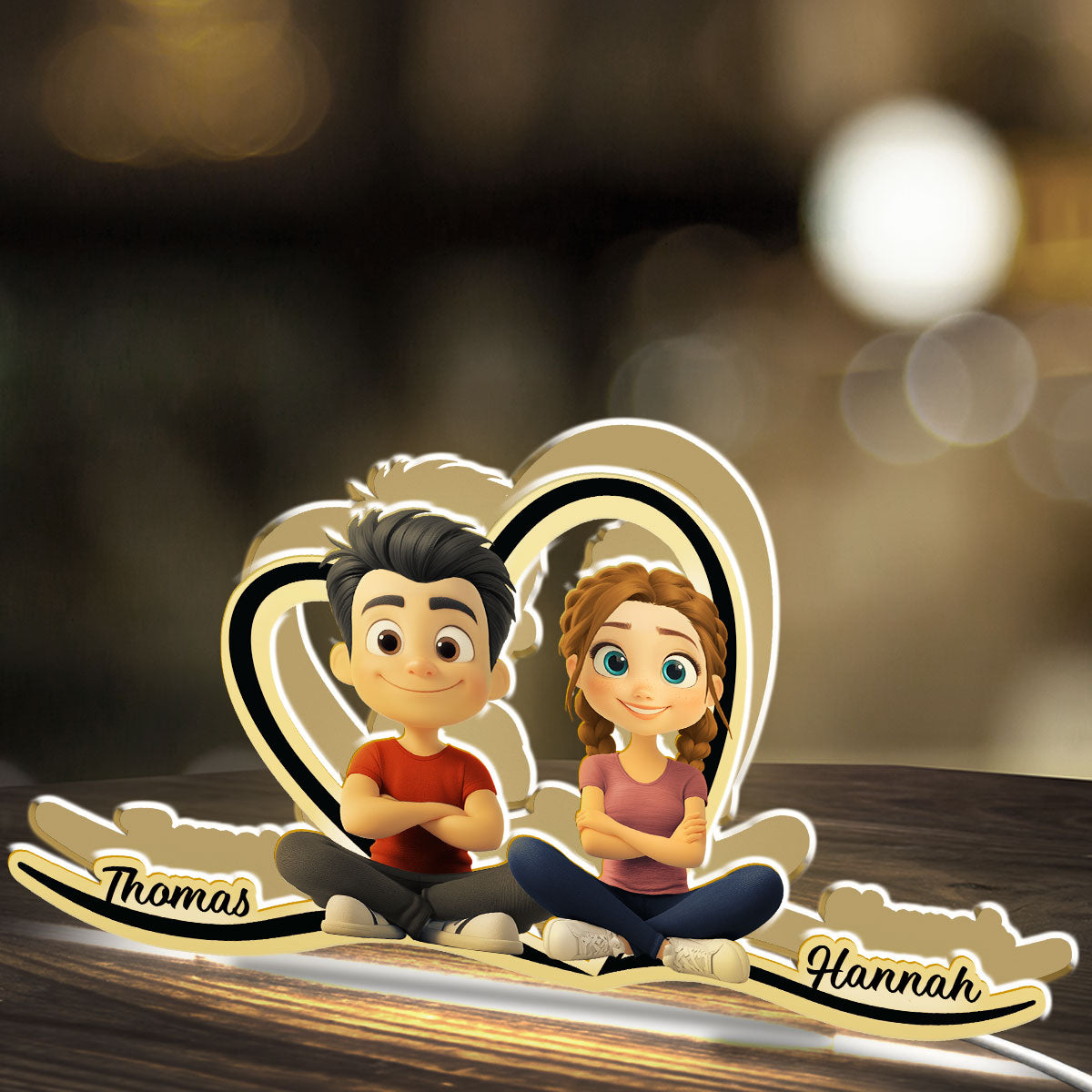 Couple Heart Shape - Personalized Custom Light Box