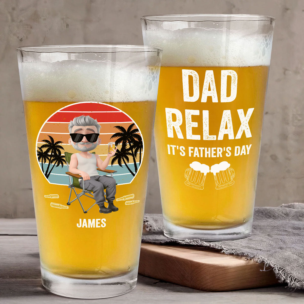 Daddy Relax - Personalized Custom Beer Glass