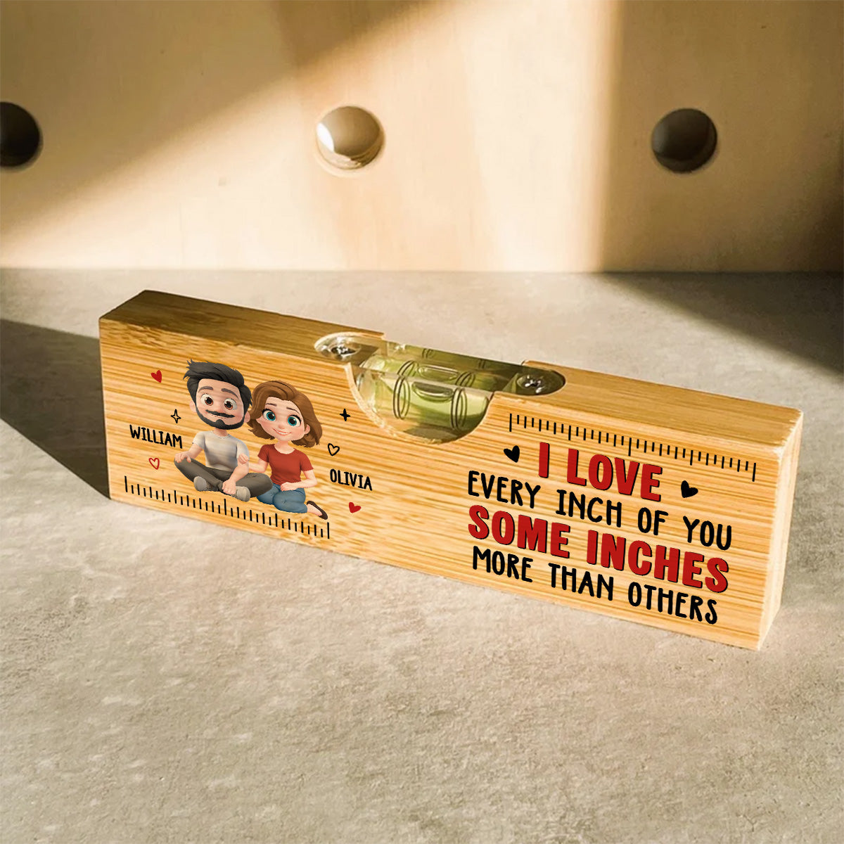 Love Every Inch Of You - Personalized Custom Wooden Spirit Level Bottle Opener