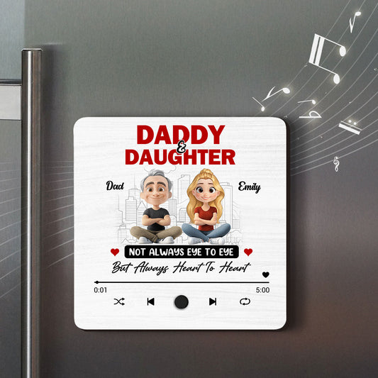 Dad and Daughter Always Connect - Personalized Custom Music Fridge Magnet