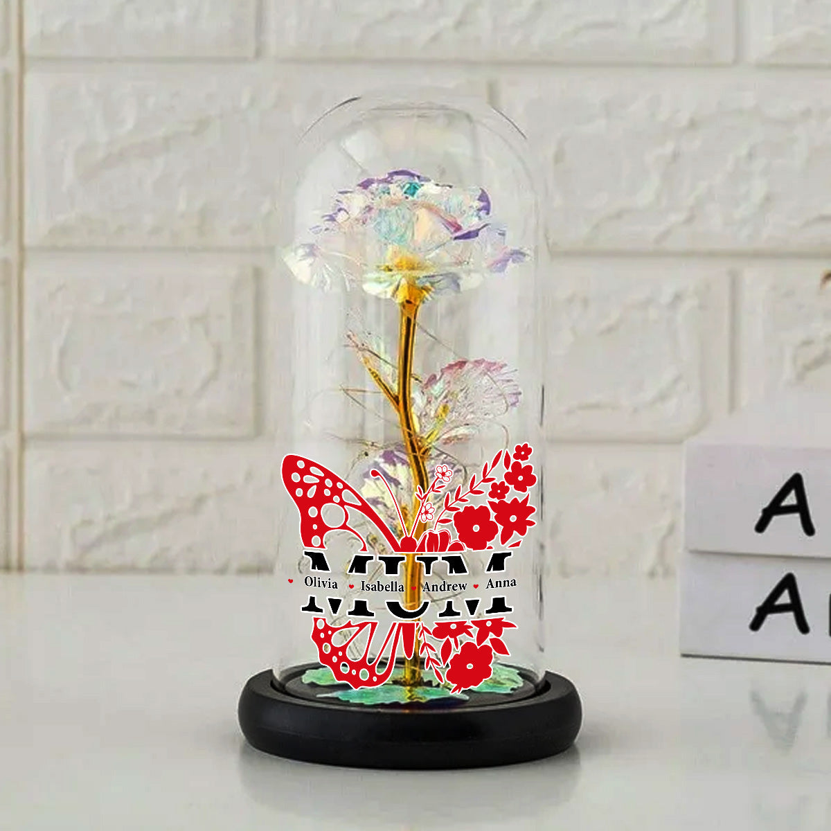 Best Mom - Personalized Custom Sparkly Rose