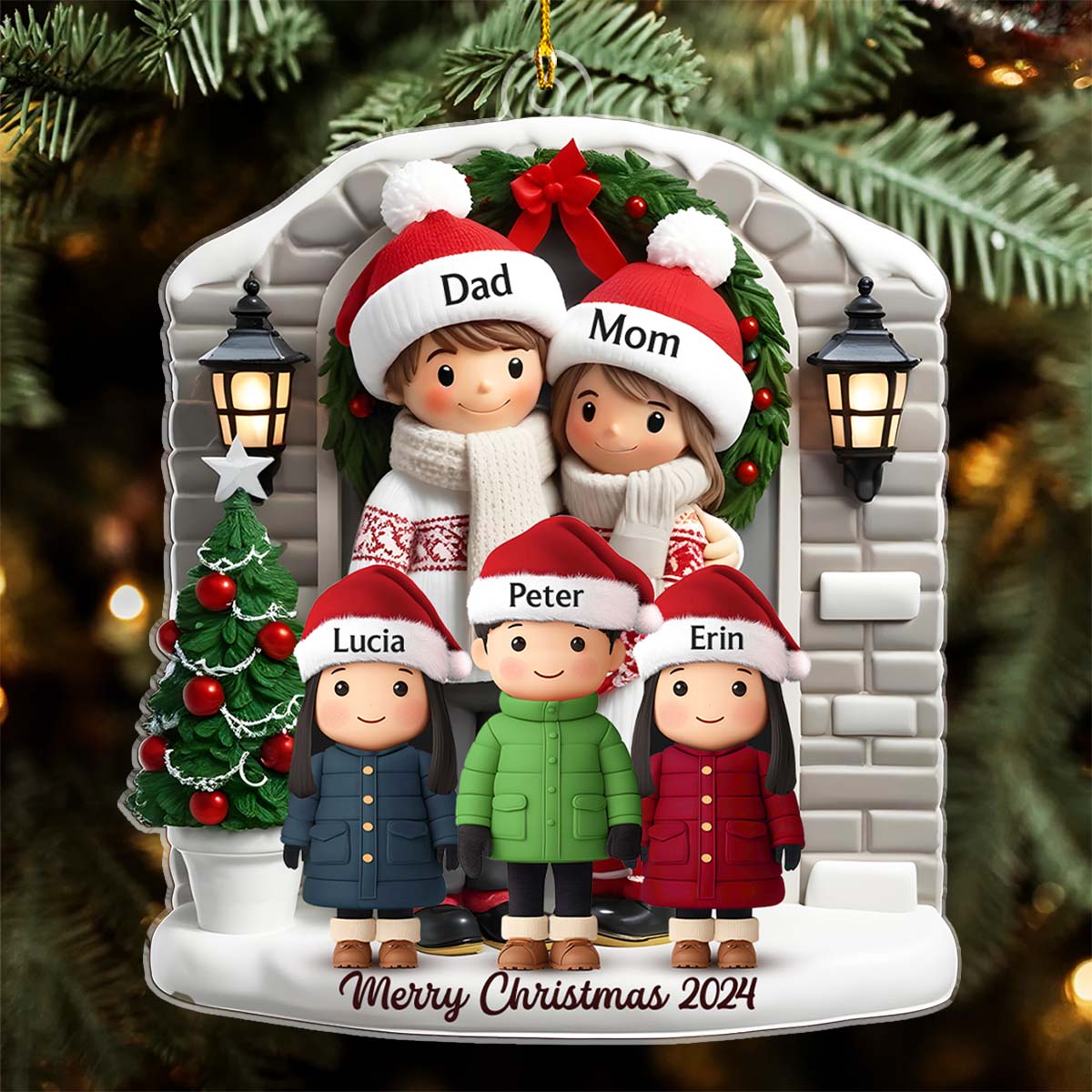Farmhouse Family Christmas - Personalized Custom Acrylic Ornament