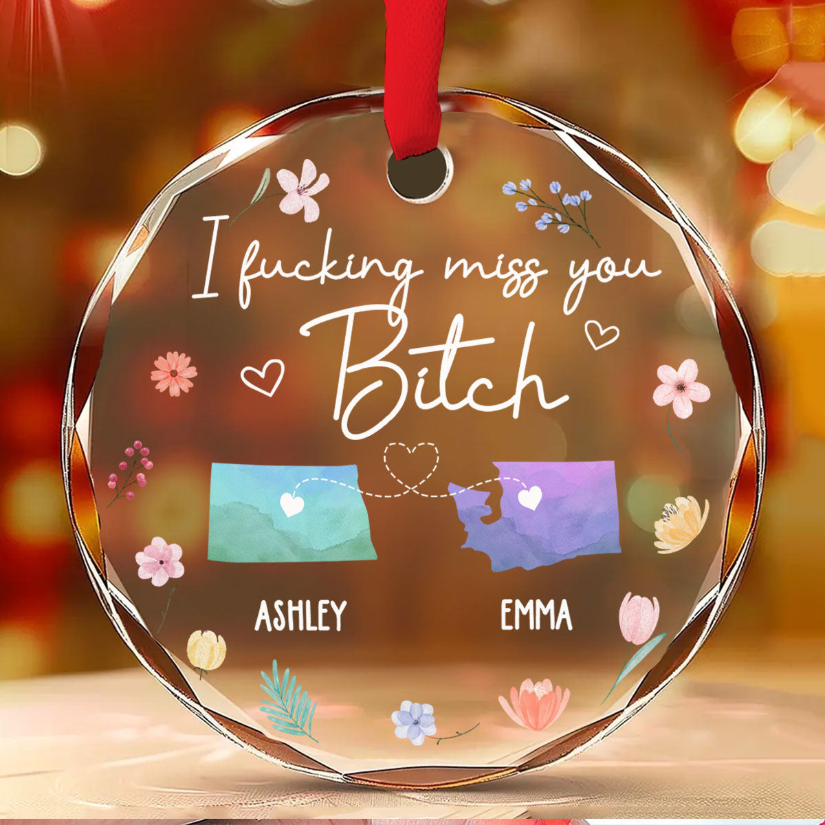 I Miss You Bestie - Personalized Custom Glass Ornament