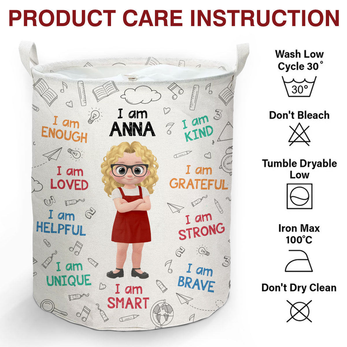 I Am Grateful - Personalized Custom Laundry Basket