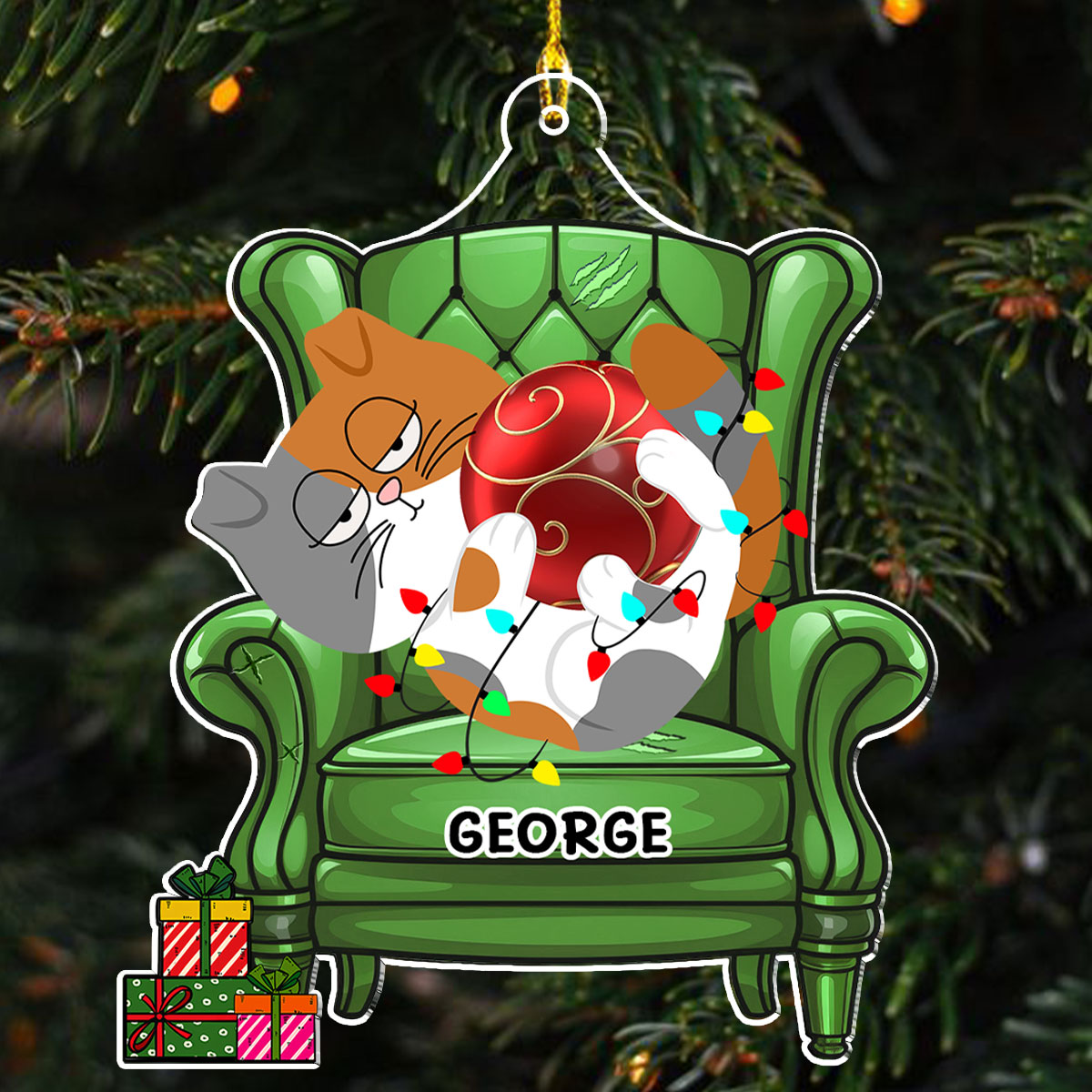 Funny Cat Christmas - Personalized Custom Acrylic Ornament