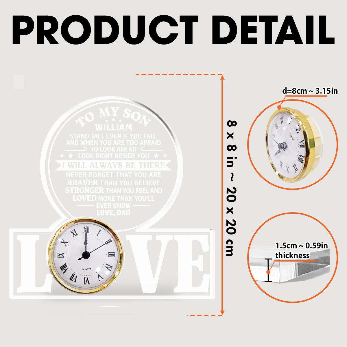 I Will Always Be There - Personalized Custom Acrylic Desk Clock Plaque