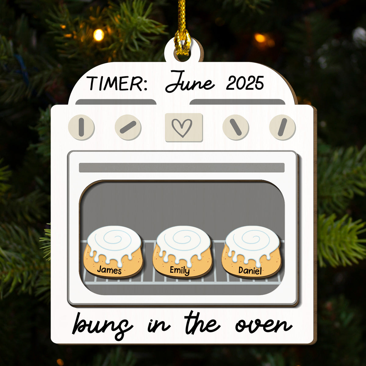 Bun In The Oven - Personalized Custom Freeshape 2-Layered Wood Ornament