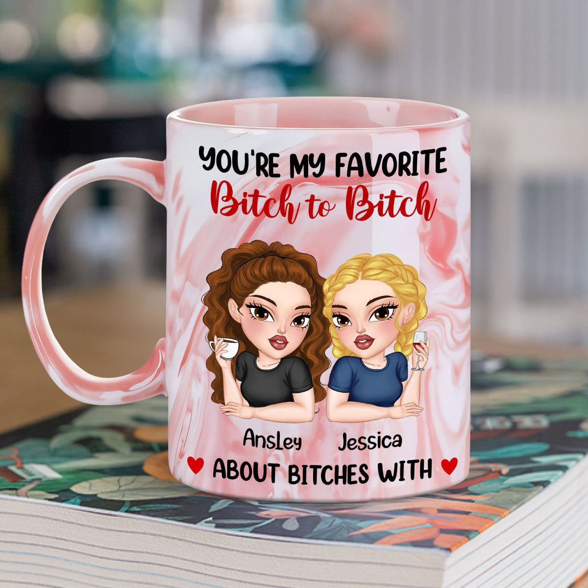 You Are My Go To Gossip Queen- Personalized Custom Pink Marble Mug