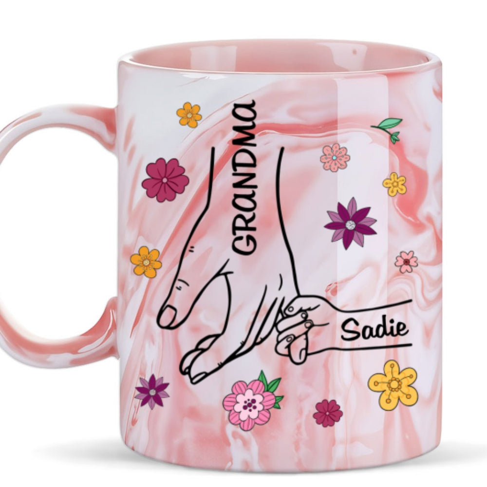 Lovely Grandma - Personalized Custom Pink Marble Mug