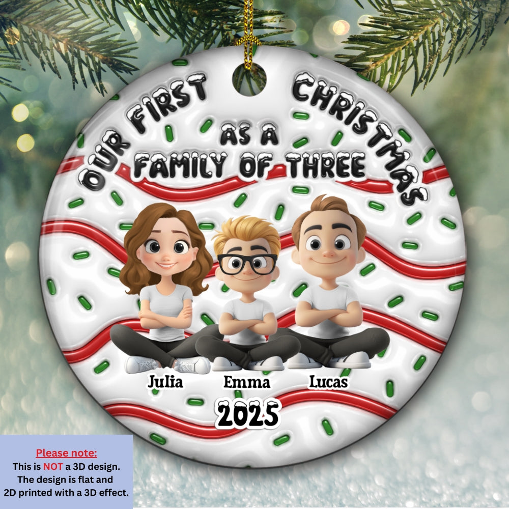 Family Cake - Personalized Custom 3D Inflated Effect Ceramic Ornament