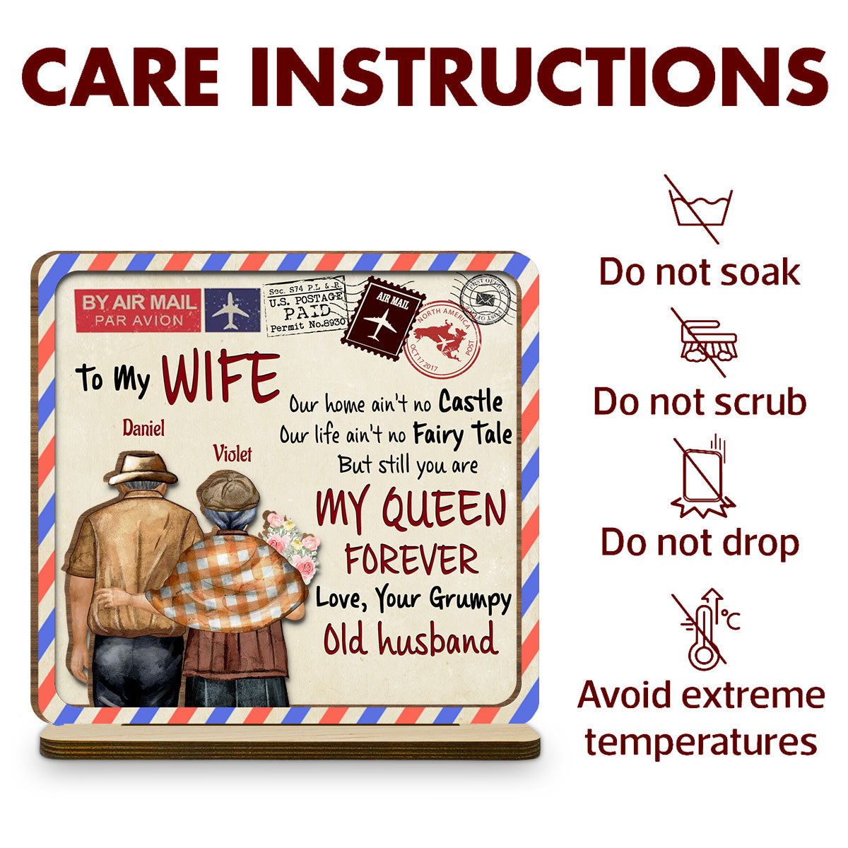 My Queen - Personalized Custom 2-Layer Wood Plaque With Flat Base