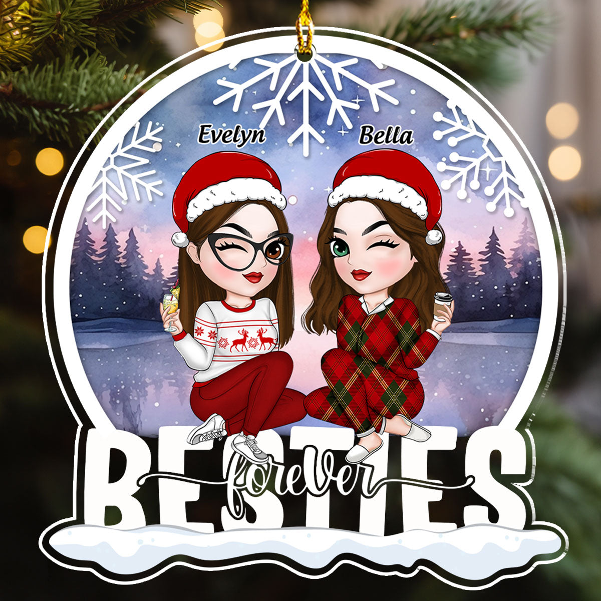 Bestie Love Is Forever - Personalized Custom Acrylic Ornament