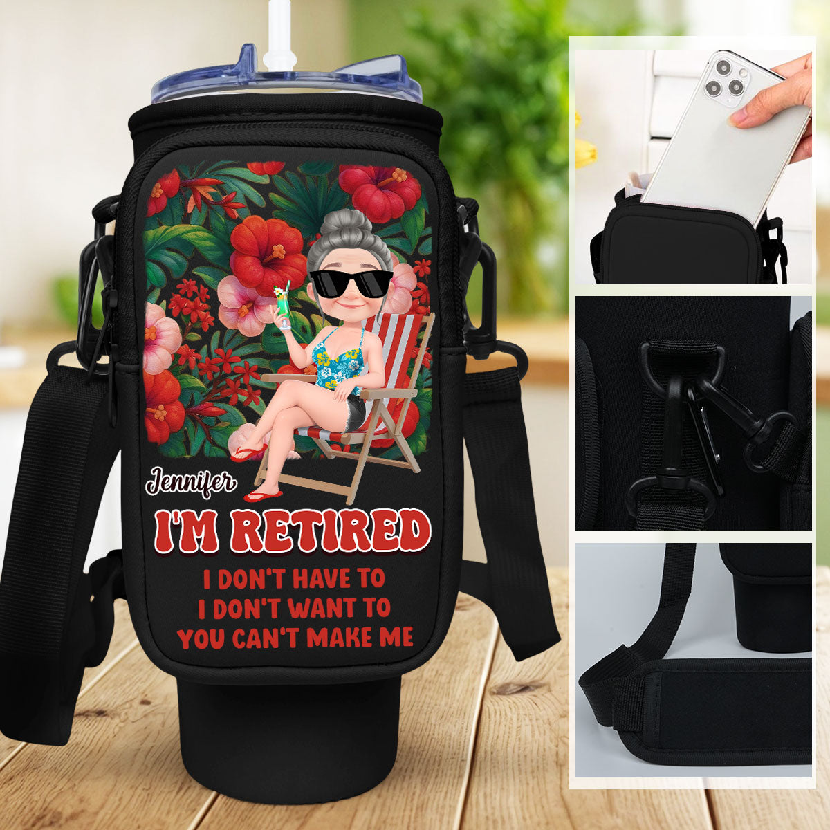 I Am Retired - Personalized Custom Water Bottle Carrier Bag