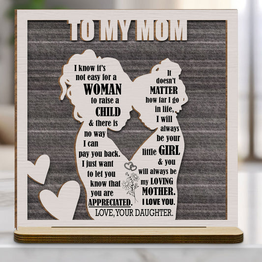 Forever Grateful to Mother - Personalized Custom 2-Layer Wood Plaque With Flat Base