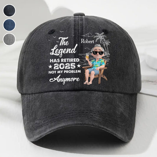 The Legend Has Retired Vintage - Personalized Custom Vintage Washed Denim Cap