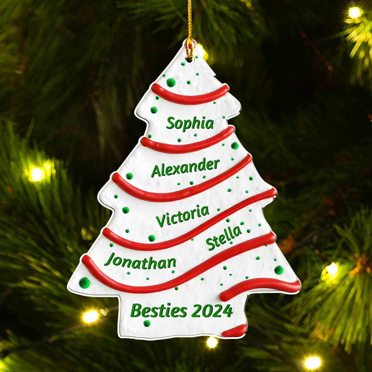 Christmas Tree Cake - Personalized Custom Acrylic Ornament - Gifts For Family, Friends, Coworkers