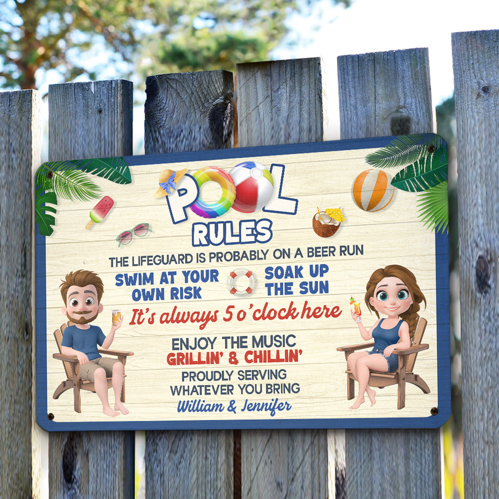 Pool Rules - Personalized Custom Metal Sign
