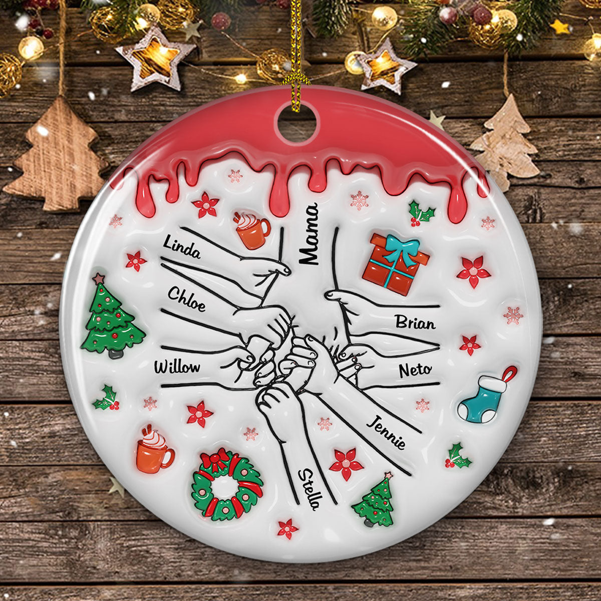 Our Hearts Are Your - Personalized Custom 3D Inflated Effect Ceramic Ornament