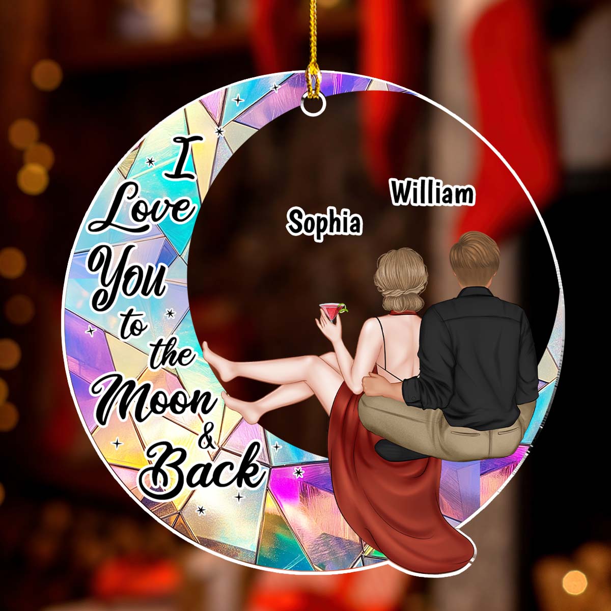 To The Moon And Back - Personalized Custom Acrylic Ornament