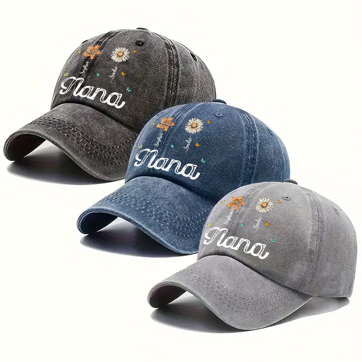 Grandma Garden - Personalized Custom Vintage Washed Denim Cap