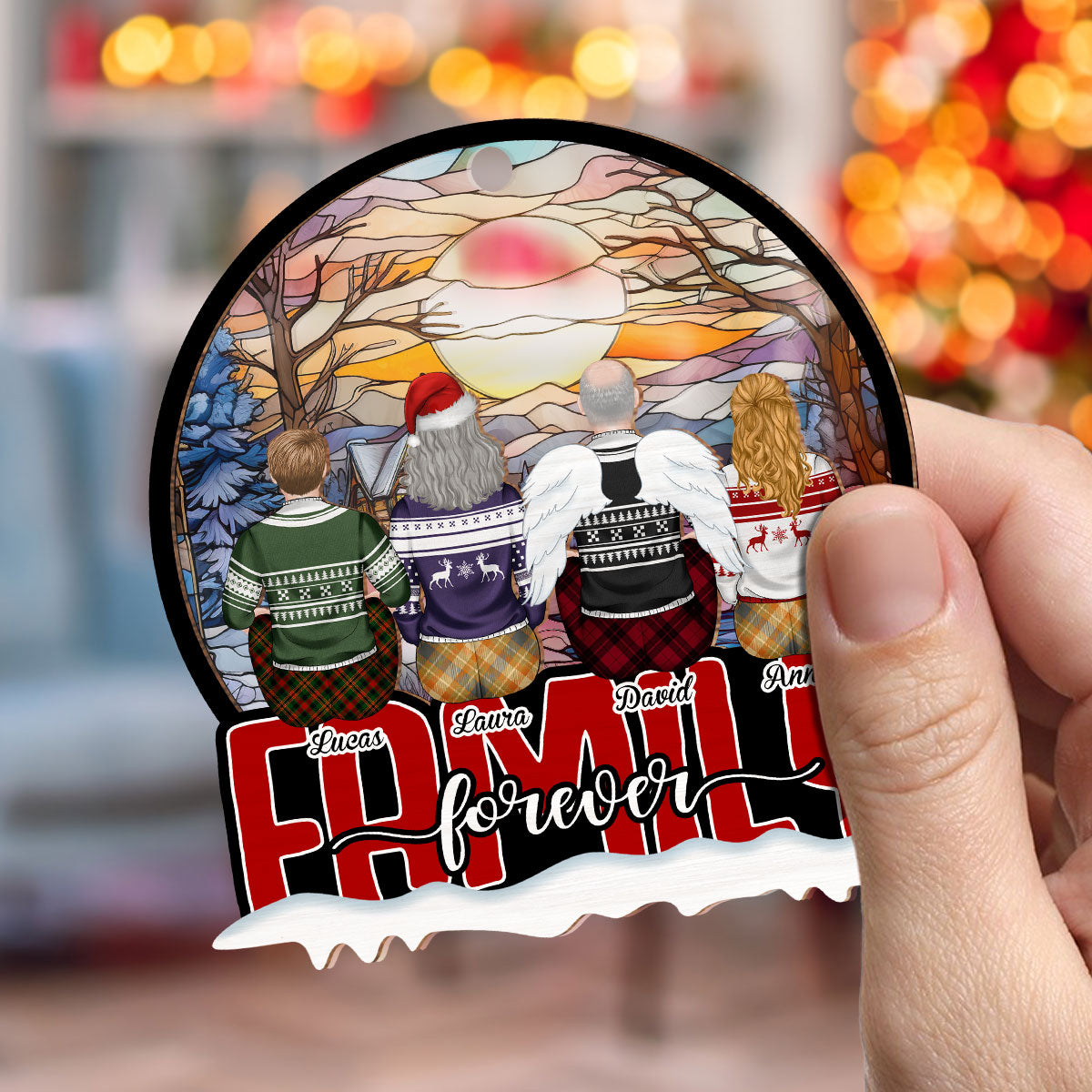 Family Last Forever - Personalized Custom Suncatcher Ornament