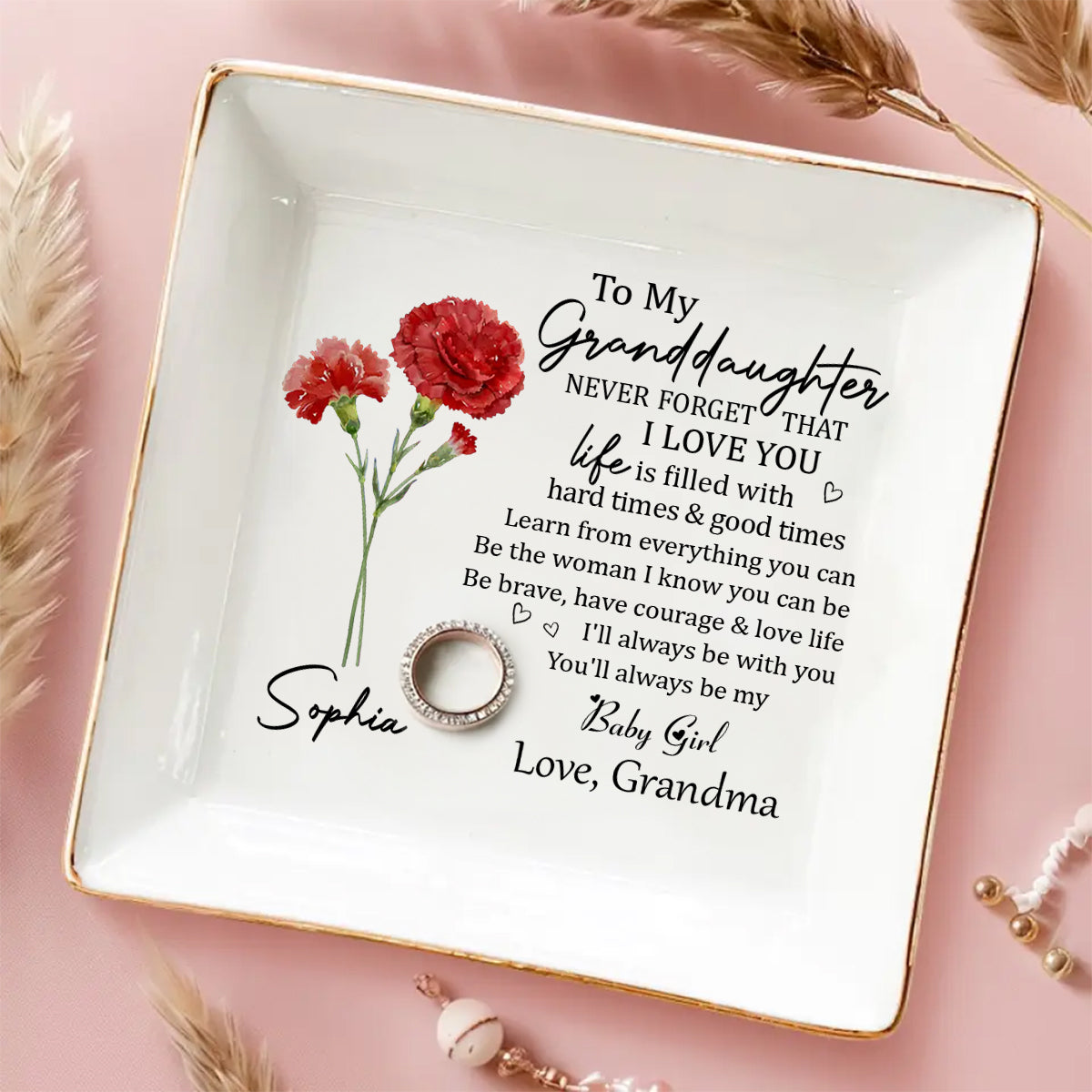Never Forget Granddaughter - Personalized Custom Jewelry Dish