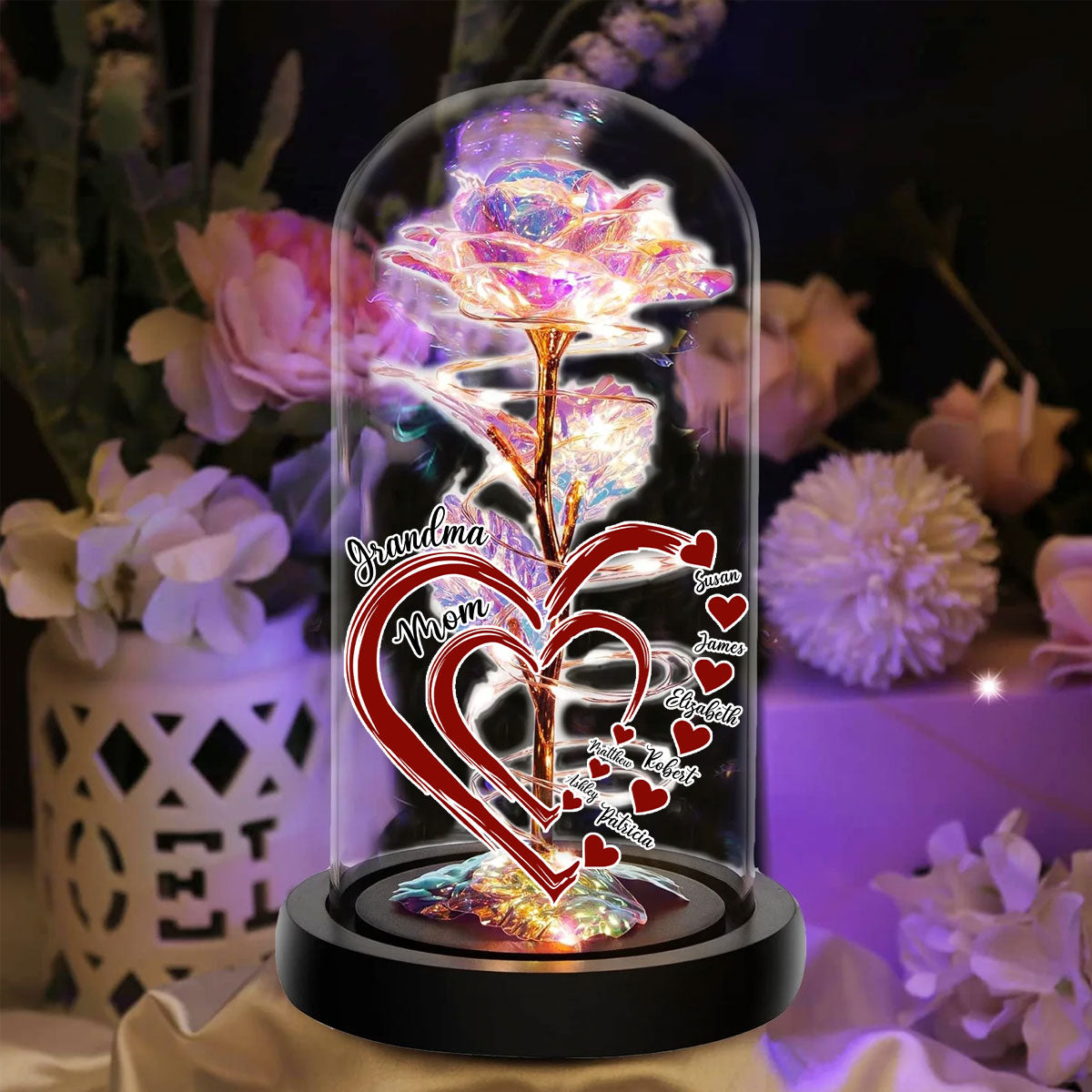 Sweethearts Of Mom - Personalized Custom Sparkly Rose