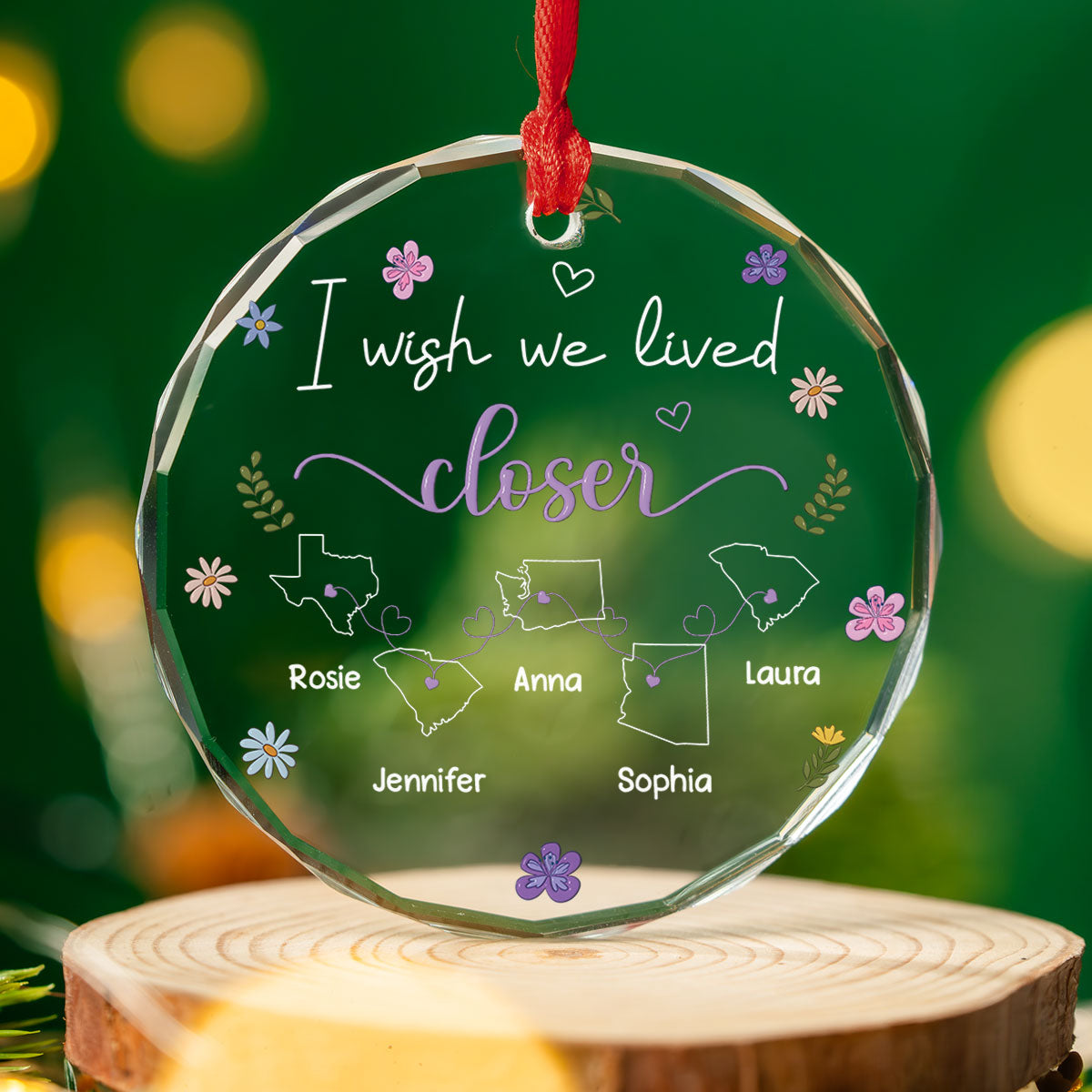 I Wish We Lived Closer More Friends Version - Personalized Custom Glass Ornament