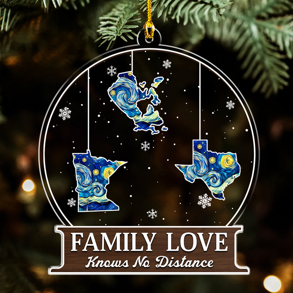 The Love Between Family Knows No Distance - Personalized Custom Acrylic Ornament