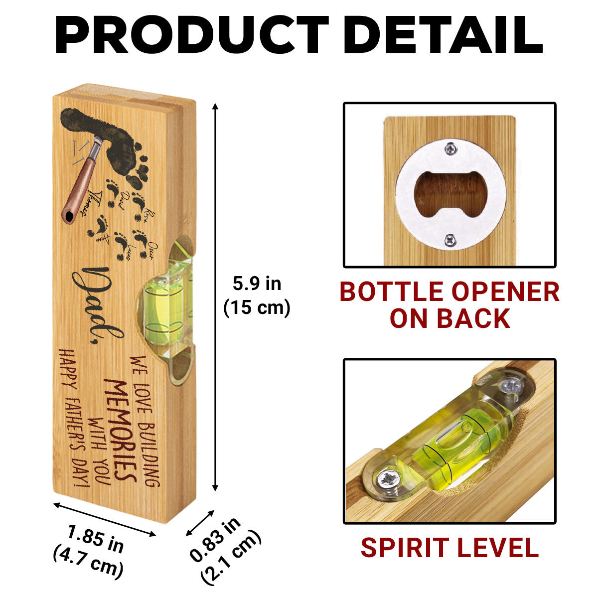 Building Memories With You - Personalized Custom Wooden Spirit Level Bottle Opener
