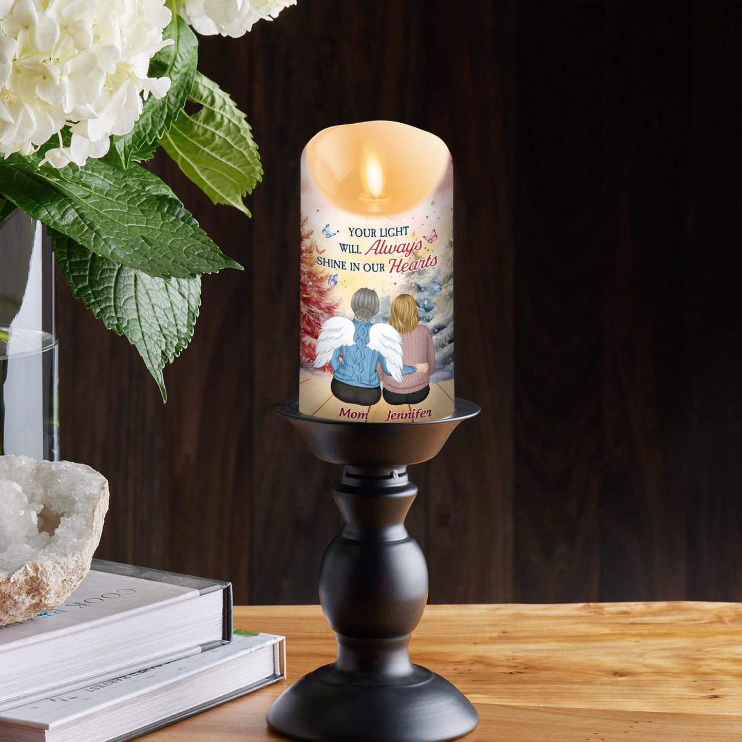 Your Light Will Always Shine In Our Hearts - Personalized Custom LED Candle